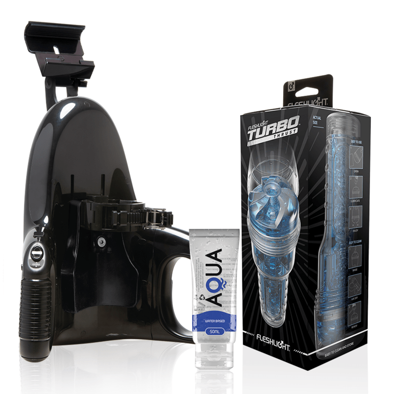 FLESHLIGHT - TURBO THRUST BLUE ICE + UNIVERSAL LAUNCH + AQUA QUALITY LUBRICANT 50 ML - Toys "n" Us