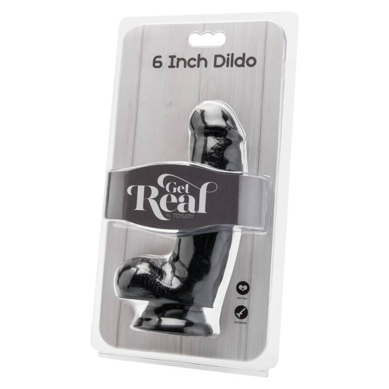 GET REAL - DILDO 12 CM WITH BALLS BLACK - Toys "n" Us