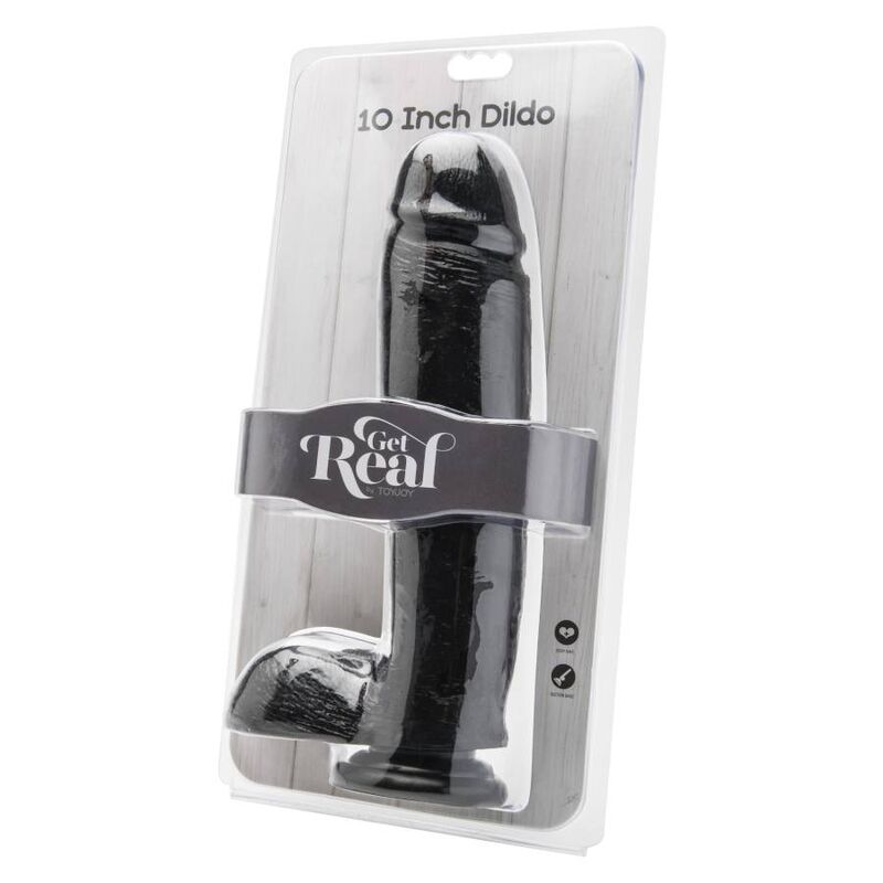 GET REAL - DILDO 25,5 CM WITH BALLS BLACK - Toys "n" Us