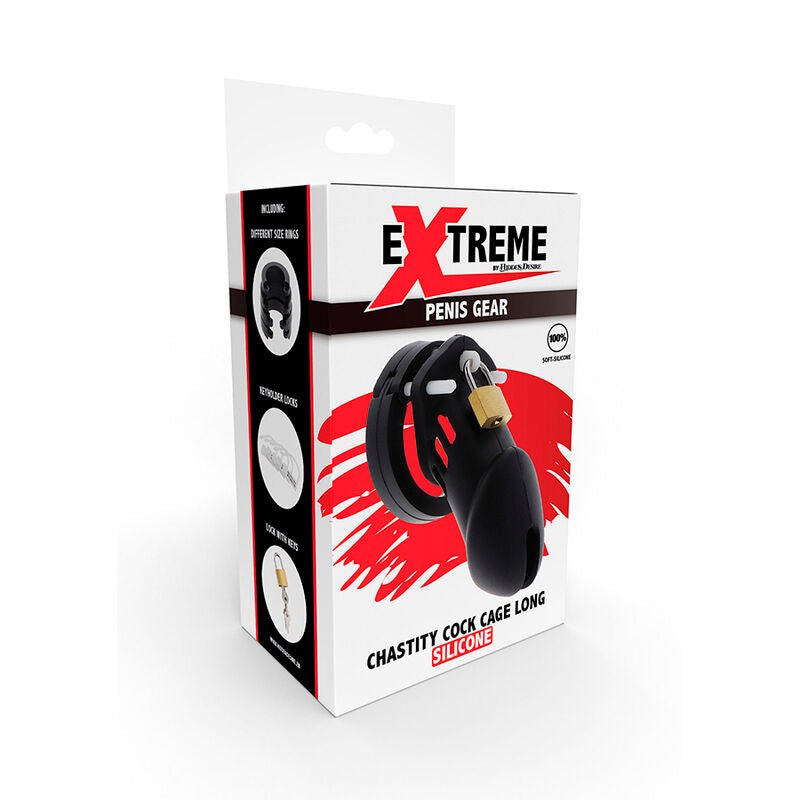 HIDDEN DESIRE - EXTREME CHASTITY COCK CAGE SILICONE SIZE L BLACK - Toys "n" Us