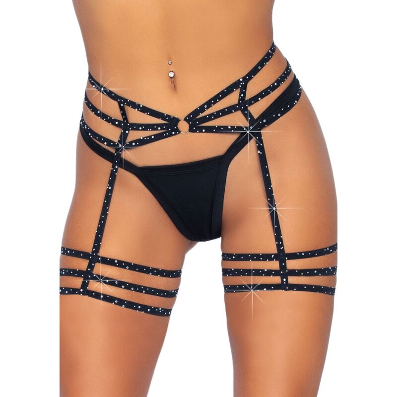 LEG AVENUE - LIGUEROS CON DIAMANTES DE PIEDRA, TALLA ÚNICA