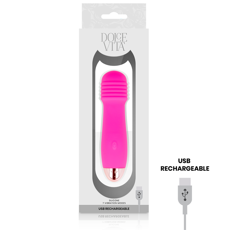 DOLCE VITA - VIBRADOR RECARREGÁVEL TRÊS ROSA 7 VELOCIDADES