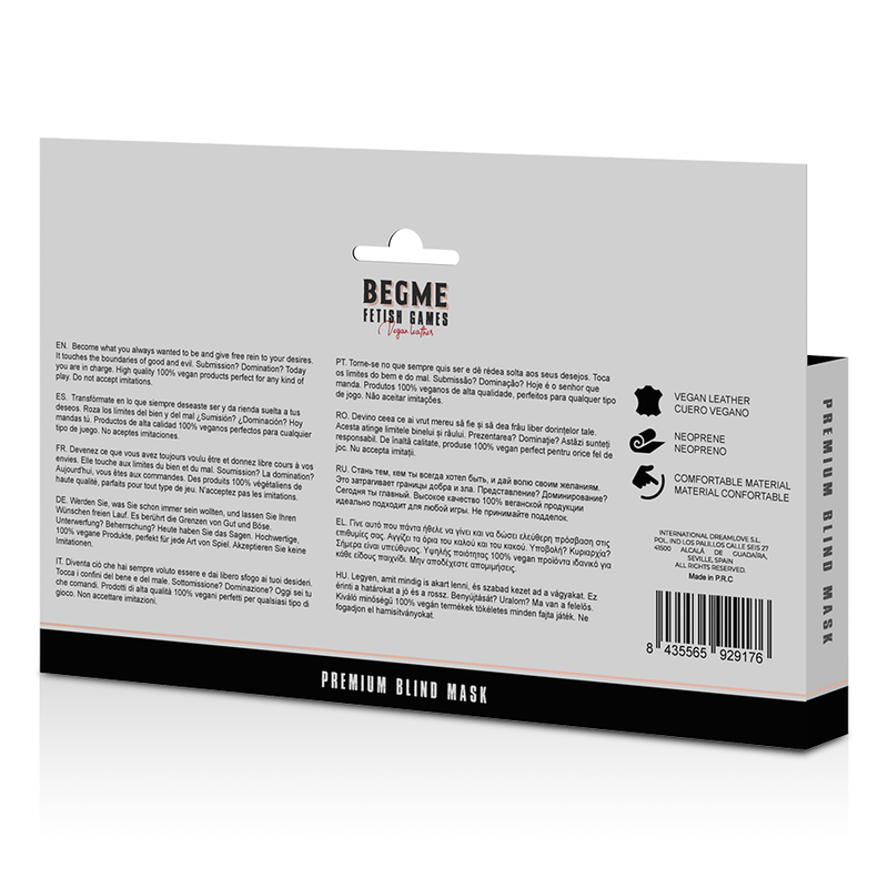 BEGME - MÁSCARA CIEGA PREMIUM EDICIÓN NEGRA CON FORRO DE NEOPRENO