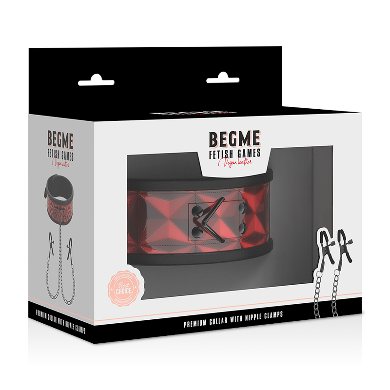 BEGME - COLEIRA RED EDITION COM PINÇAS PARA MAMILOS COM FORRO DE NEOPRENE