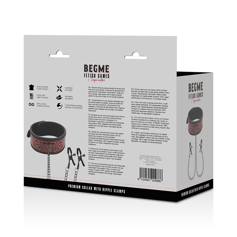 BEGME - COLEIRA RED EDITION COM PINÇAS PARA MAMILOS COM FORRO DE NEOPRENE