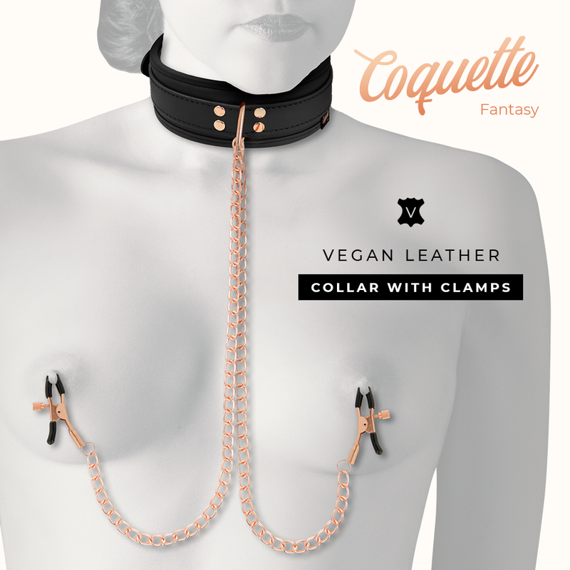 COQUETTE CHIC DESIRE - COLAR DE PINÇA DE MAMILO FANTASIA COM FORRO DE NEOPRENE