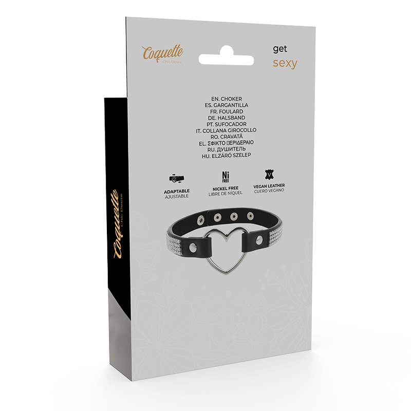 COQUETTE CHIC DESIRE - GARGANTILHA DE COURO VEGANA COM CORAÇÃO