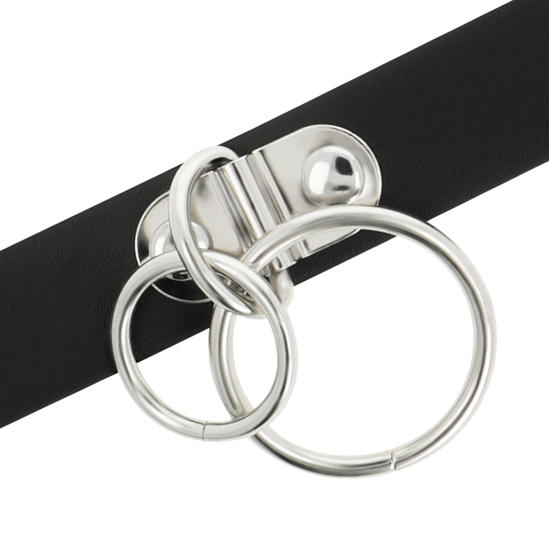 COQUETTE CHIC DESIRE - GARGANTILHA DE COURO VEGANO COM ARGOLAS DUPLAS