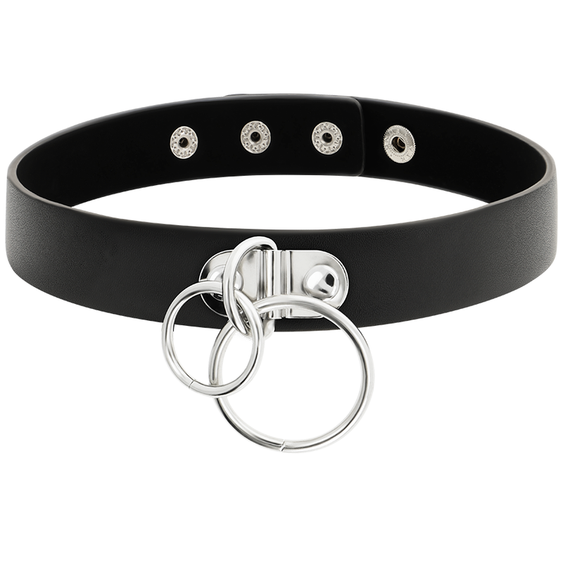 COQUETTE CHIC DESIRE - GARGANTILHA DE COURO VEGANO COM ARGOLAS DUPLAS