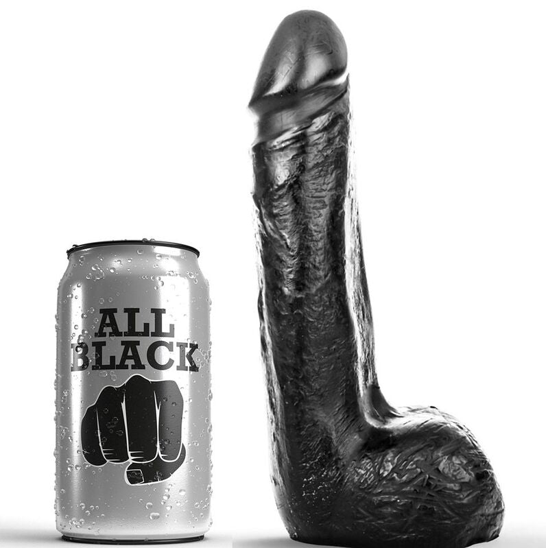 ALL BLACK - DILDO REALISTA PRETO MACIO 20 CM