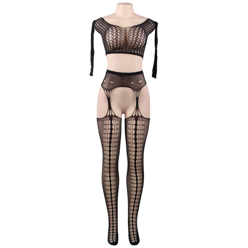 QUEEN LINGERIE - TOP BODYSTOCKING MANGA LONGA P/G