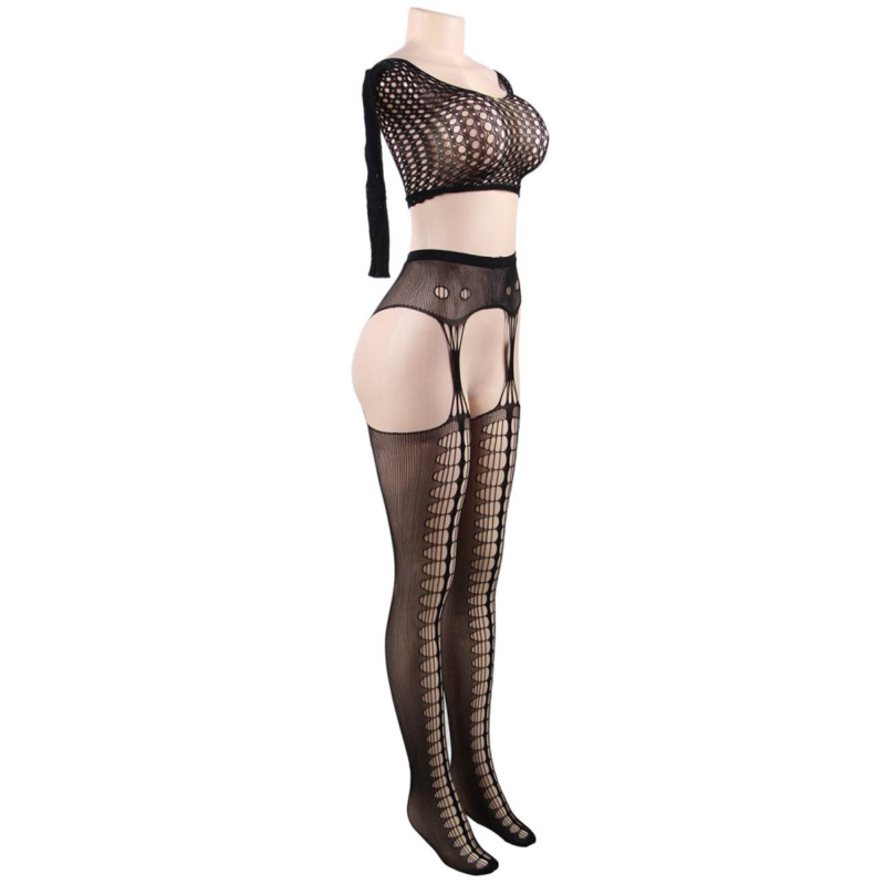 QUEEN LINGERIE - TOP BODYSTOCKING MANGA LONGA P/G