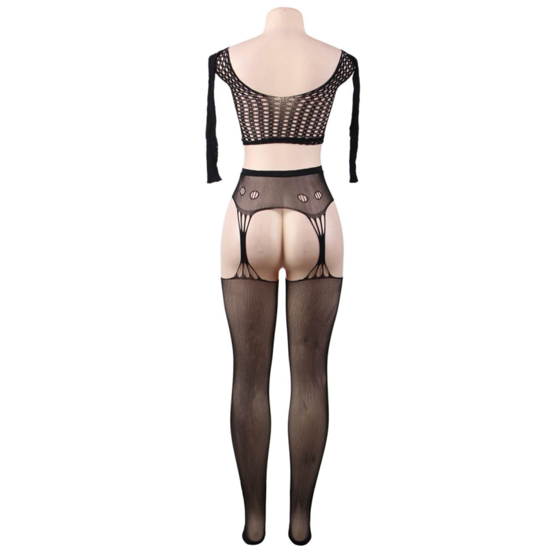 QUEEN LINGERIE - TOP BODYSTOCKING MANGA LONGA P/G