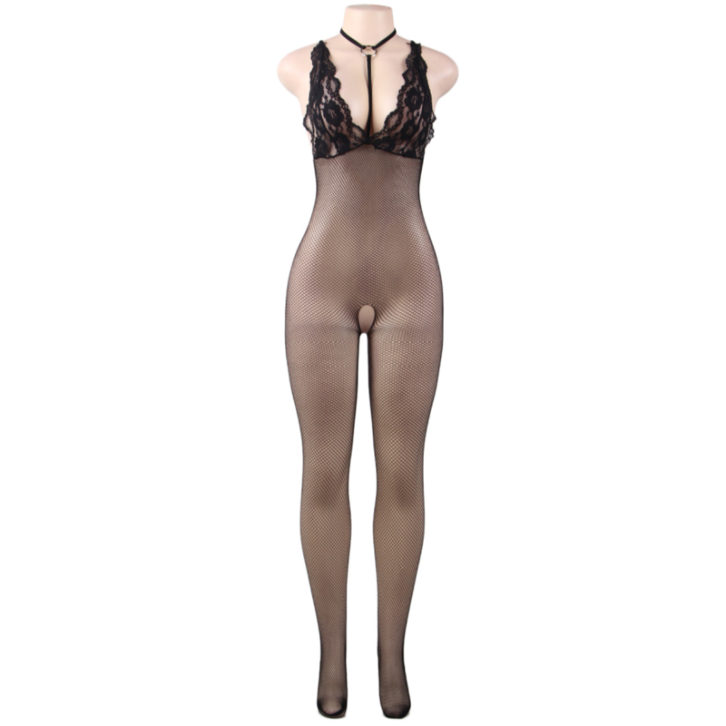 QUEEN LINGERIE - BODYSTOCKING DE RED CON APERTURA S/L