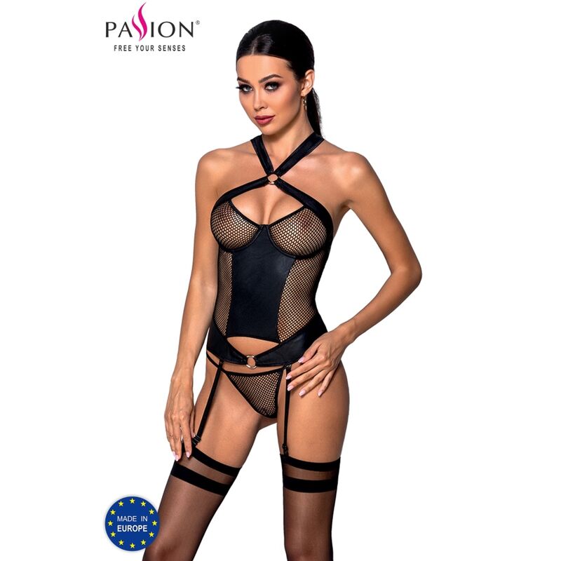 PASSION - CORSET AMANDA COURO ECOLÓGICO L/XL
