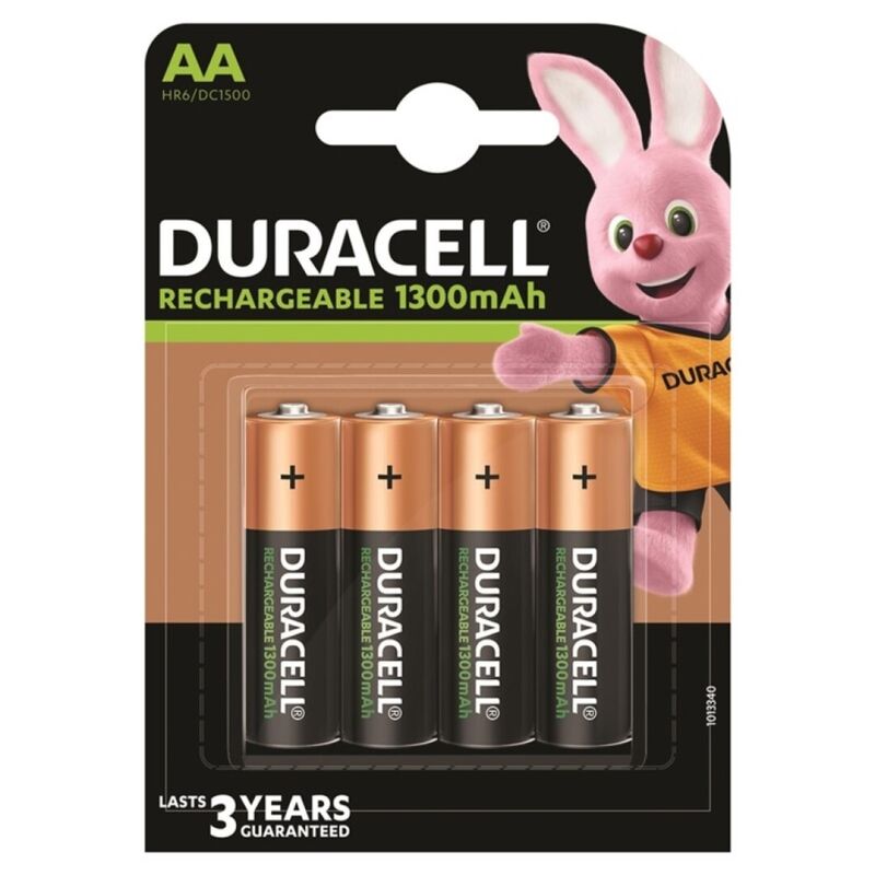 DURACELL - PILHAS RECARREGÁVEIS HR6 AA 1300mAh 4 UNIDADES