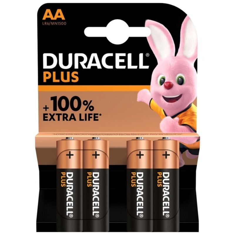 DURACELL - PLUS POWER 100 PILAS ALCALINAS AA LR6 4 UNIDADES