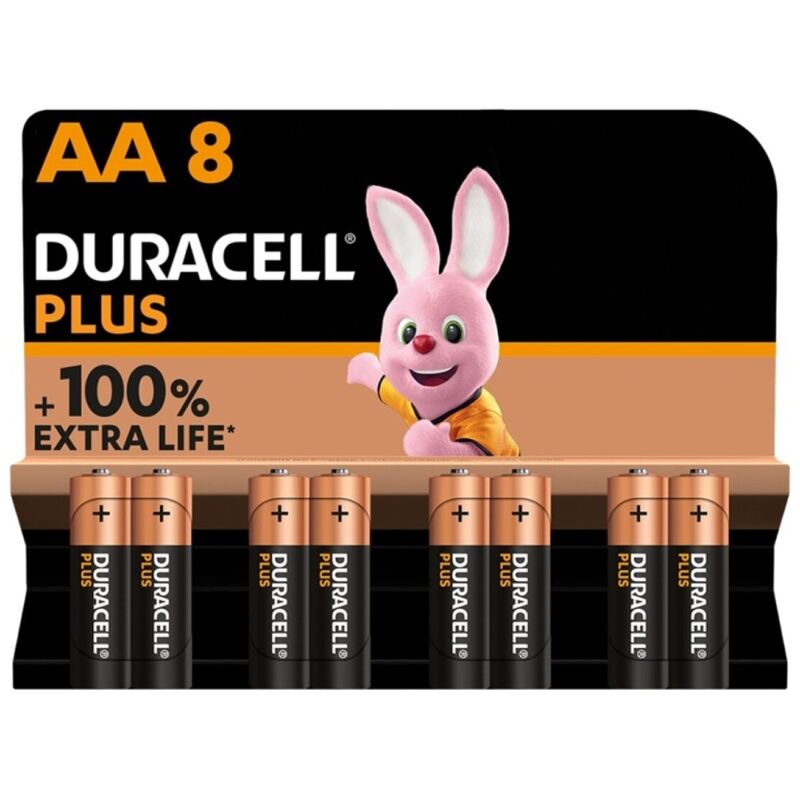 DURACELL - PLUS POWER 100 PILHAS ALCALINAS AA LR6 8 UNIDADES