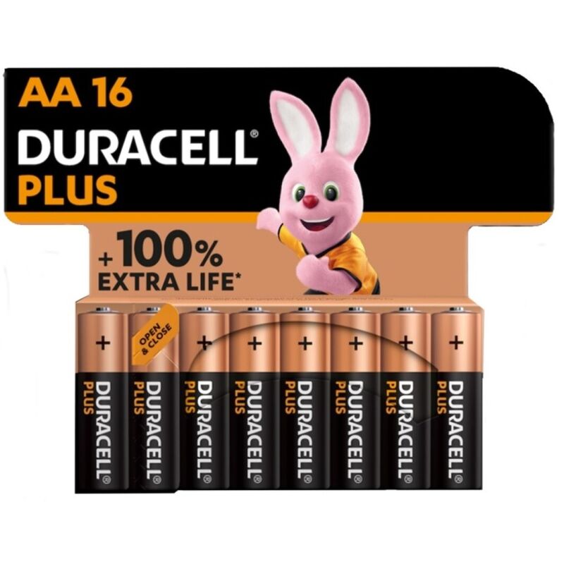DURACELL - PLUS POWER 100 PILAS ALCALINAS AA LR6 16 UNIDADES