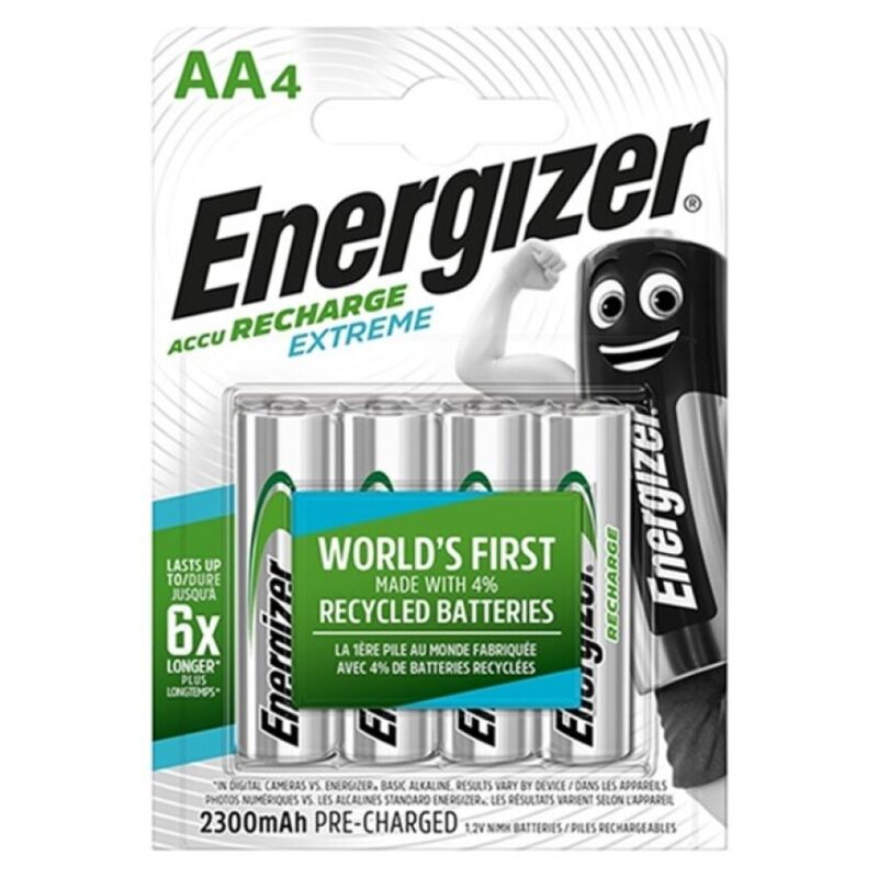 ENERGIZER - PILHAS RECARREGÁVEIS EXTREME HR6 AA 2300mAh 4 UNIDADES