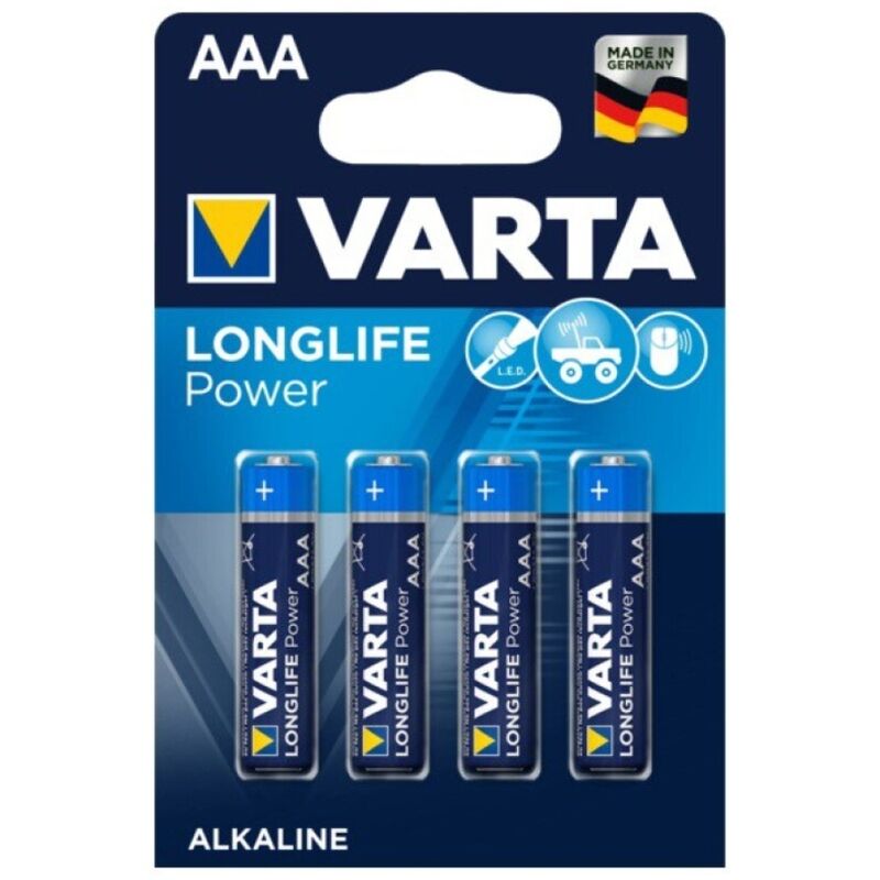 VARTA - PILAS ALCALINAS DE LARGA DURACIÓN AAA LR03 4 UNIDADES