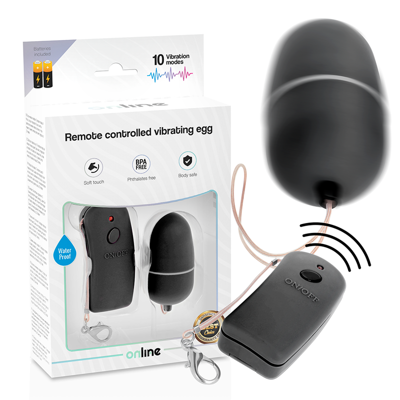 EN LÍNEA - HUEVO VIBRADOR NEGRO CON CONTROL REMOTO