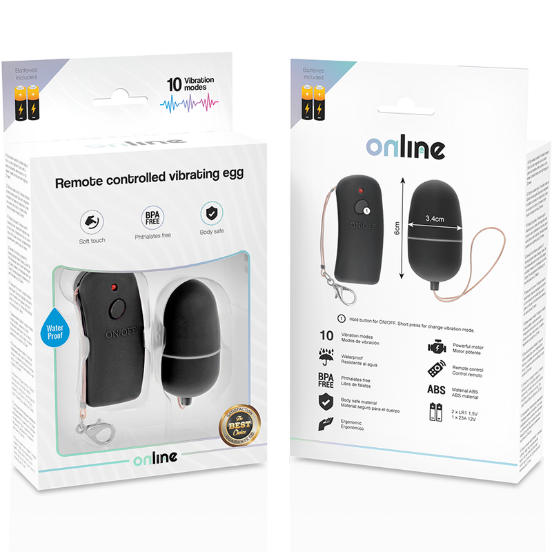 EN LÍNEA - HUEVO VIBRADOR NEGRO CON CONTROL REMOTO