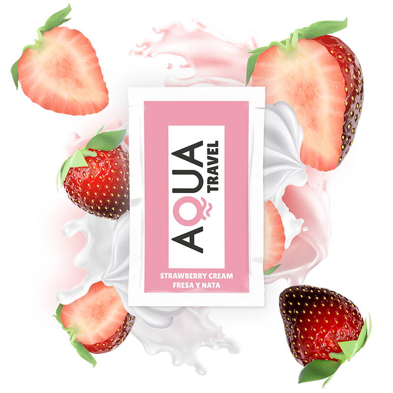 AQUA TRAVEL - STRAWBERRY CREAM FLAVOR WATERBASED LUBRICANT 6 ML