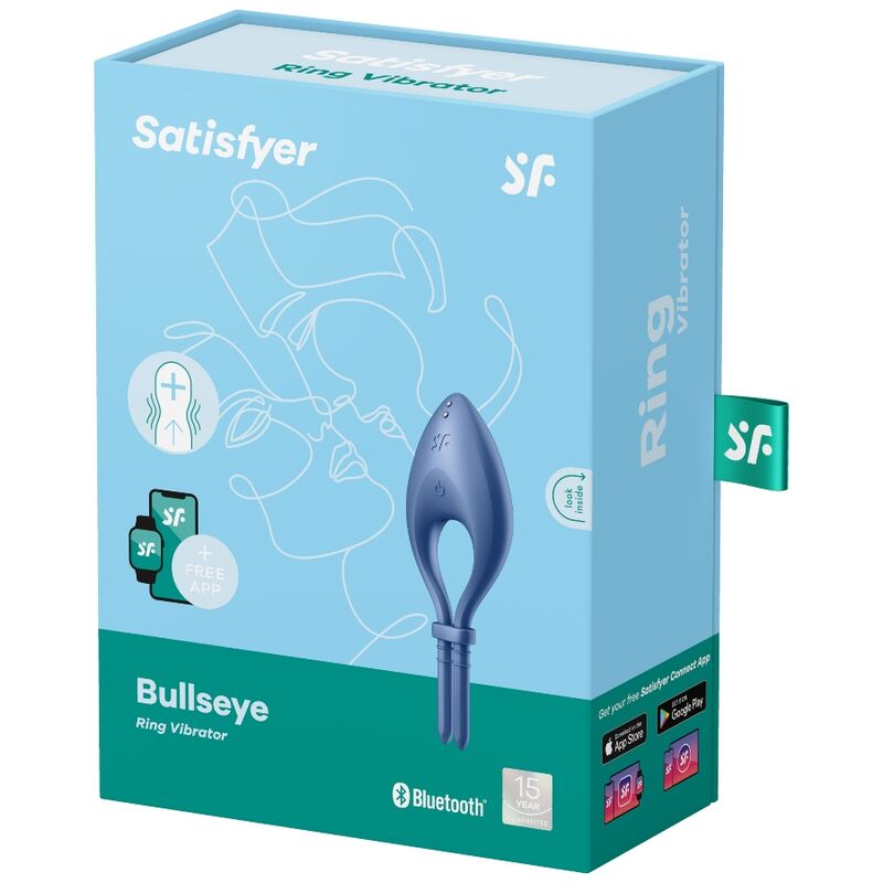 SATISFYER - APLICATIVO VIBRADOR BULLSEYE RING AZUL
