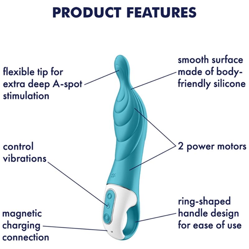 SATISFYER - VIBRADOR INCRÍVEL COM 2 PONTOS TURQUESA