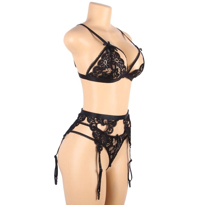 SUBBLIME - CONJUNTO DE TRES PIEZAS SUJETADOR + LIGUERO + TANGA L/XL