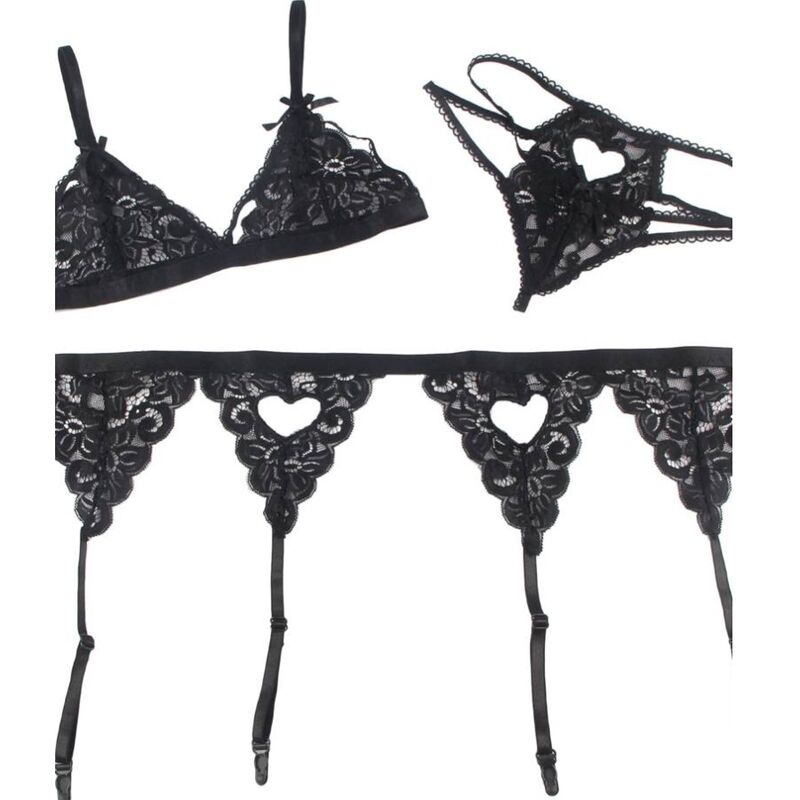 SUBBLIME - CONJUNTO DE TRES PIEZAS SUJETADOR + LIGUERO + TANGA L/XL