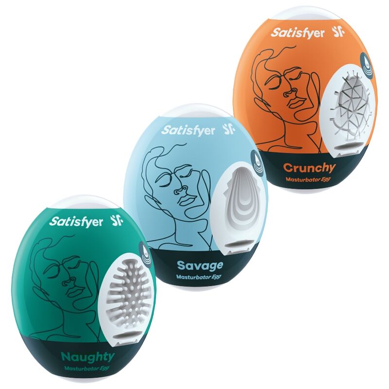 SATISFYER - 3 OVOS MASTURBADORES MAROTAIS, SELVAGENS E CROCANTES