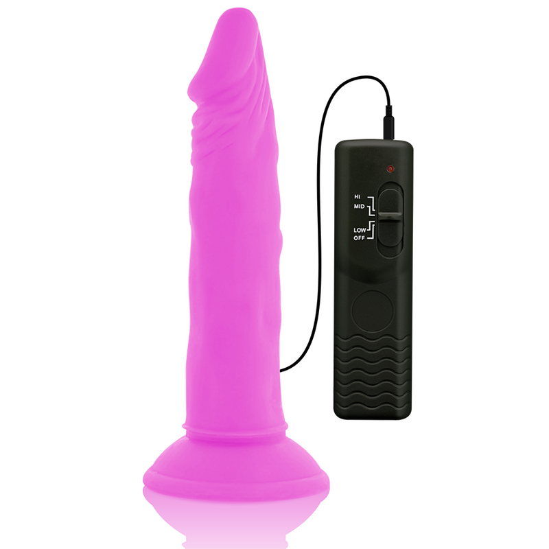 DIVERSIA - DILDO VIBRADOR FLEXIBLE MORADO 23 CM -O- 4.3 CM