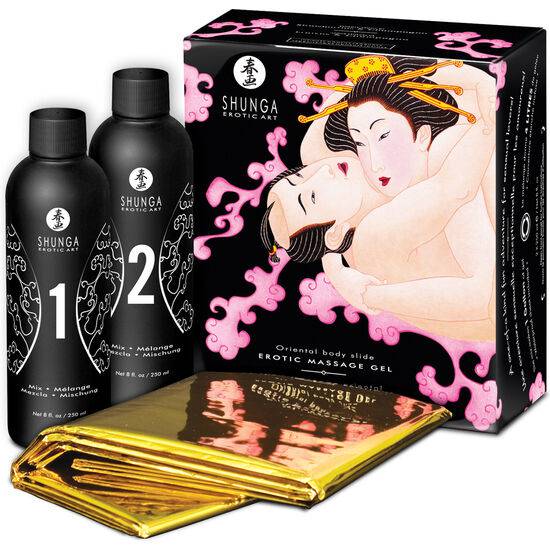 SHUNGA - GEL DE MASSAGEM ERÓTICA CORPO A CORPO ORIENTAL MORANGOS E CAVA - Toys "n" Us