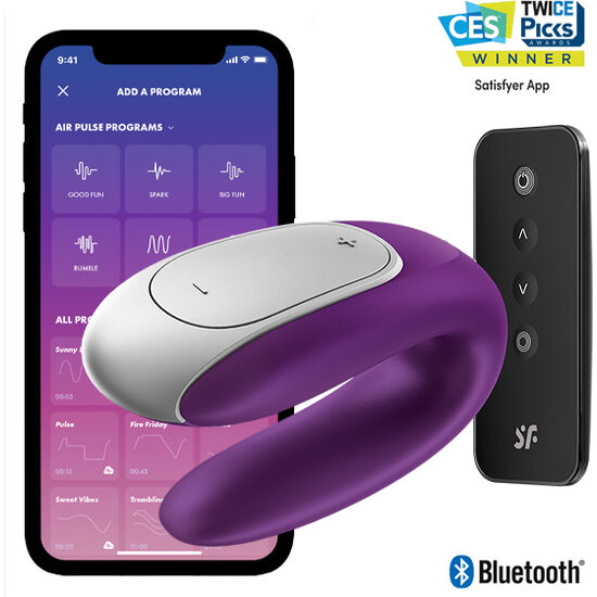SATISFYER - VIBRADOR DOBLE DIVERSIÓN PARA PAREJAS MORADO
