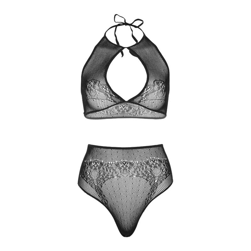 LEG AVENUE - CONJUNTO DE DUAS PEÇAS, TOP CURTO HALTER E CALCINHA TANGA, TAMANHO ÚNICO
