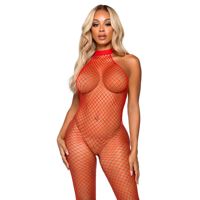 LEG AVENUE - LE FRIVOLE BODYSTOCKING - GOLA CORTA-CORPO TAMANHO ÚNICO VERMELHO