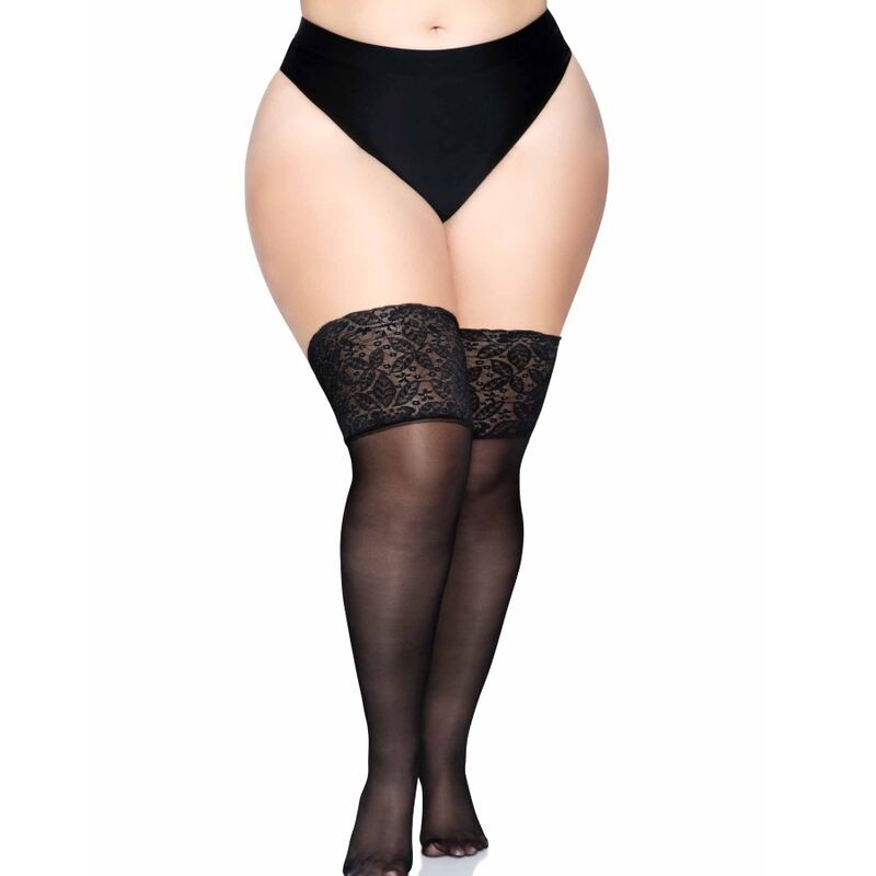 LEG AVENUE - STAY UPS CINTURA ALTA TRANSPARENTE TAMANHO PLUS