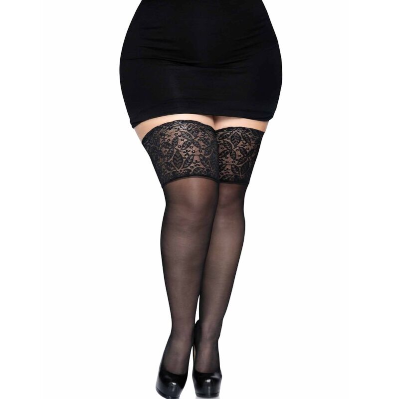 LEG AVENUE - STAY UPS CINTURA ALTA TRANSPARENTE TAMANHO PLUS