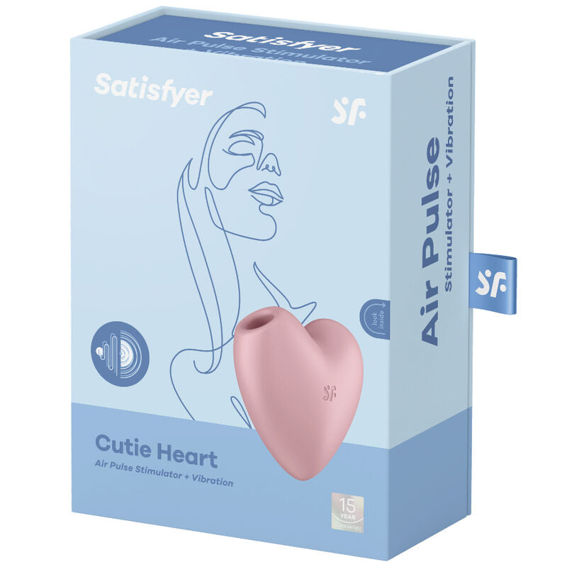 SATISFYER - ESTIMULADOR Y VIBRADOR DE PULSO DE AIRE CUTIE HEART ROSA