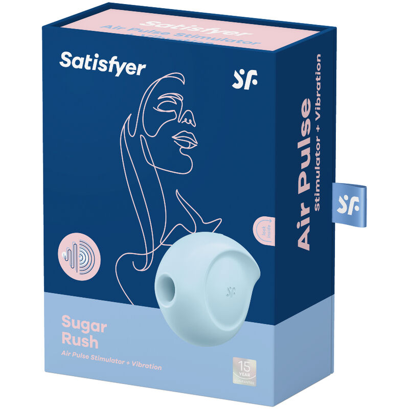 SATISFYER - ESTIMULADOR Y VIBRADOR DE PULSOS DE AIRE SUGAR RUSH AZUL
