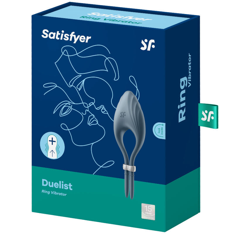 SATISFYER - ANEL VIBRADOR DUELISTE CINZA