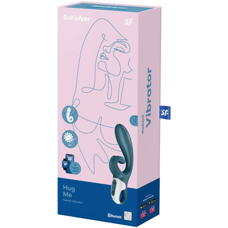 SATISFYER - ABRAÇO DE COELHO VIBRADOR APLICATIVO AZUL