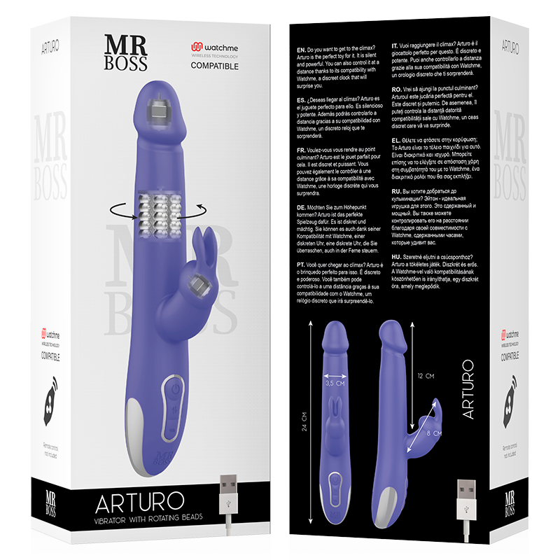 MR BOSS - VIBRADOR E ROTATOR ARTURO COMPATÍVEL COM A TECNOLOGIA WIRELESS WATCHME