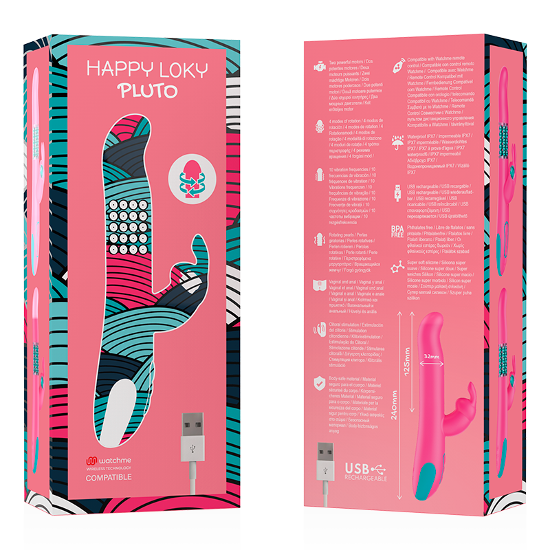 HAPPY LOKY - VIBRADOR E ROTATOR PLUTO RABBIT WATCHME TECNOLOGIA SEM FIO COMPATÍVEL