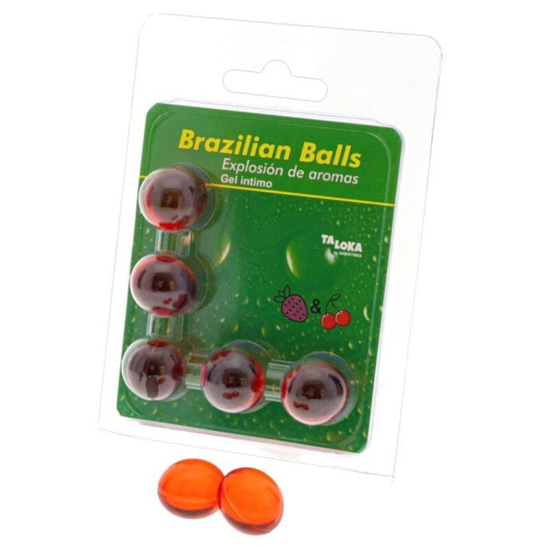 TALOKA - 5 BOLAS BRASILEIRAS GEL ÍNTIMO MORANGO E CEREJA