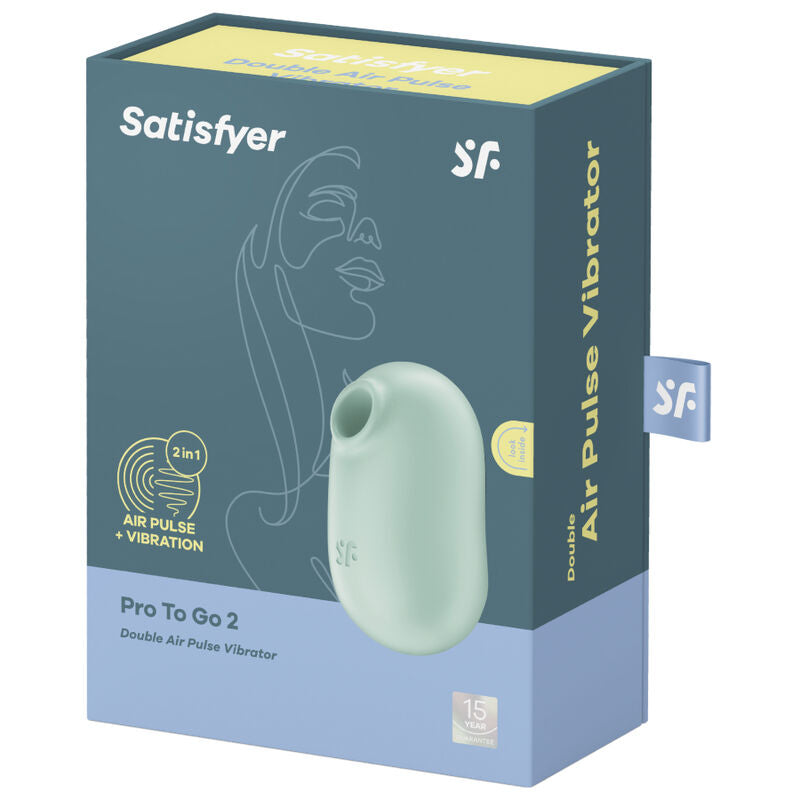 SATISFYER - PRO TO GO 2 ESTIMULADOR Y VIBRADOR DE DOBLE PULSO DE AIRE VERDE