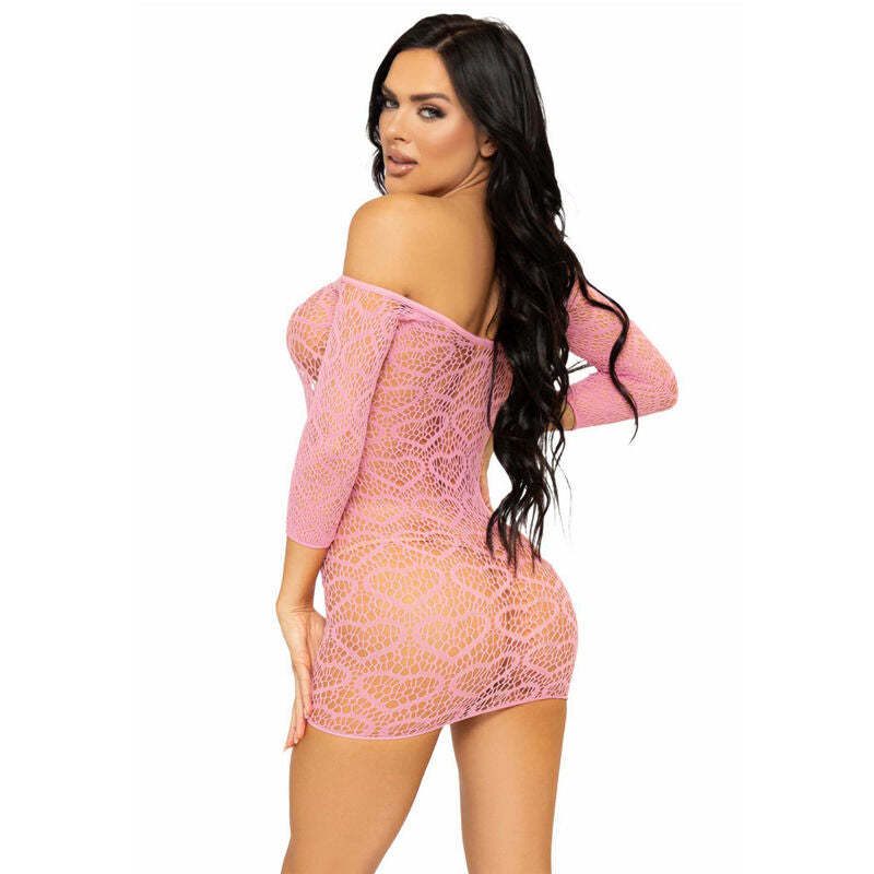 LEG AVENUE - MINI VESTIDO DE REDE COM CORAÇÃO TAMANHO ÚNICO - ROSA