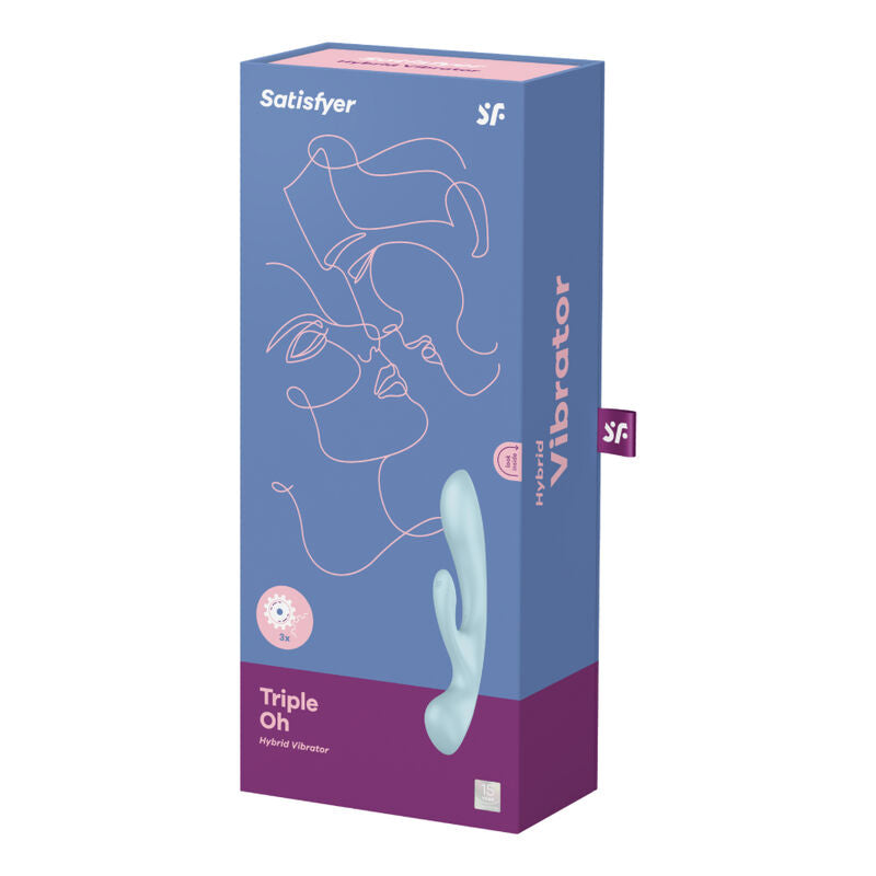 SATISFYER - TRIPLE OH HÍBRIDO VIBRAÇÃO AZUL